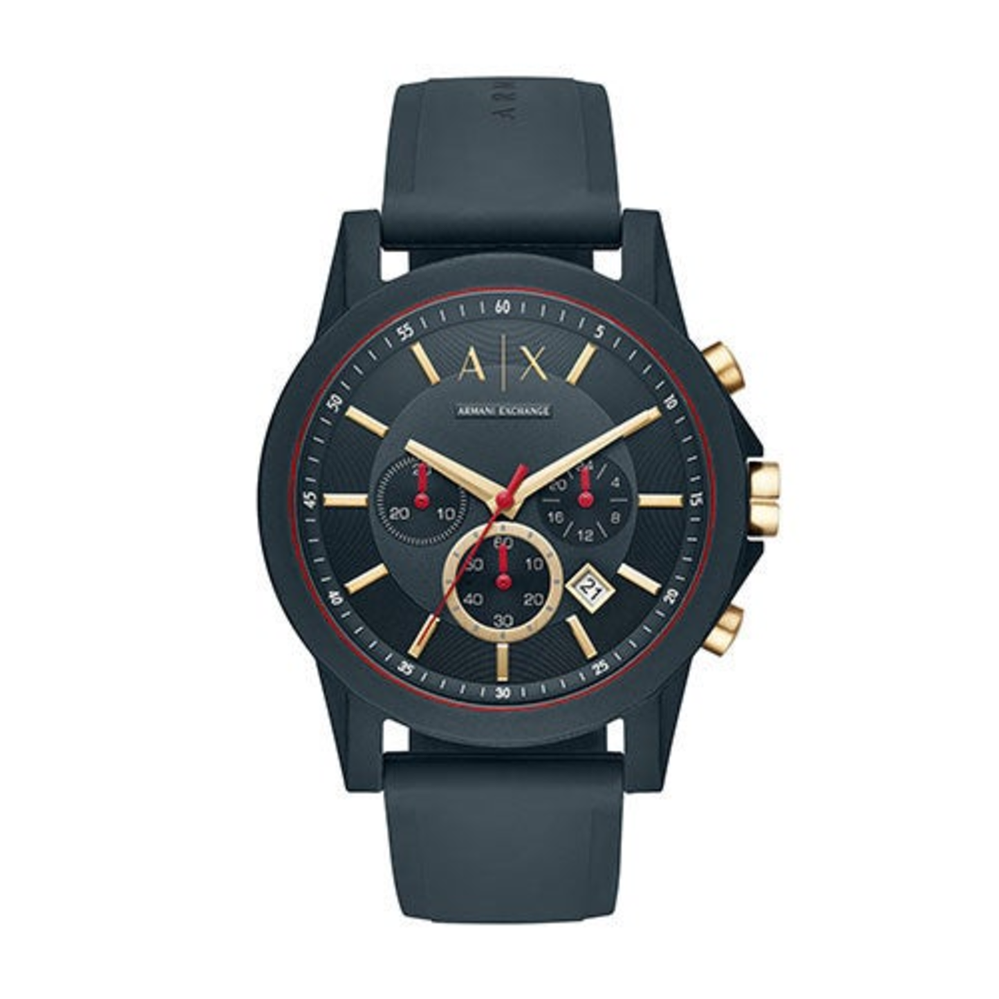 MENS OUTERBANKS MULTI-DIAL BLUE SILICONE WATCH GOLD & BLUE DIAL